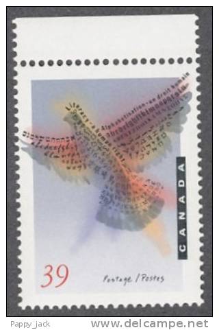 Canada 1990 Scott # 1288 Symbolic BIRD For International Literacy Year Single   MNH With Top Margin - Nuovi