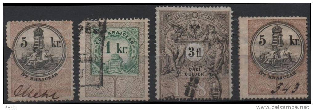 AUTRICHE ÖSTERREICH AUSTRIA Lot Timbres Discaux Steuer Stempel Marke KRAJCZAR - Revenue Stamps