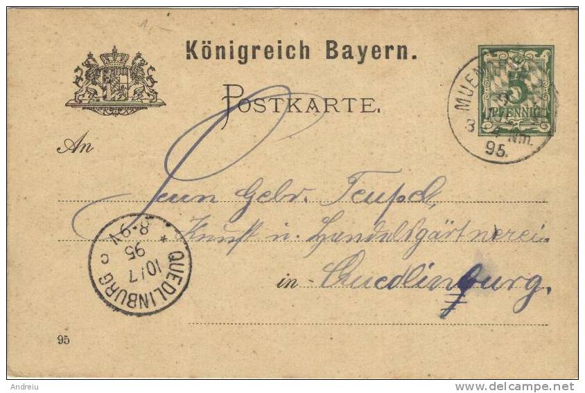 Germany Konigreich Bayern Postcard PostKarte 2 Scans - Postal  Stationery