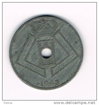 LEOPOLD  III   25 CENTIEM  1943  FR/VL - 25 Centimes