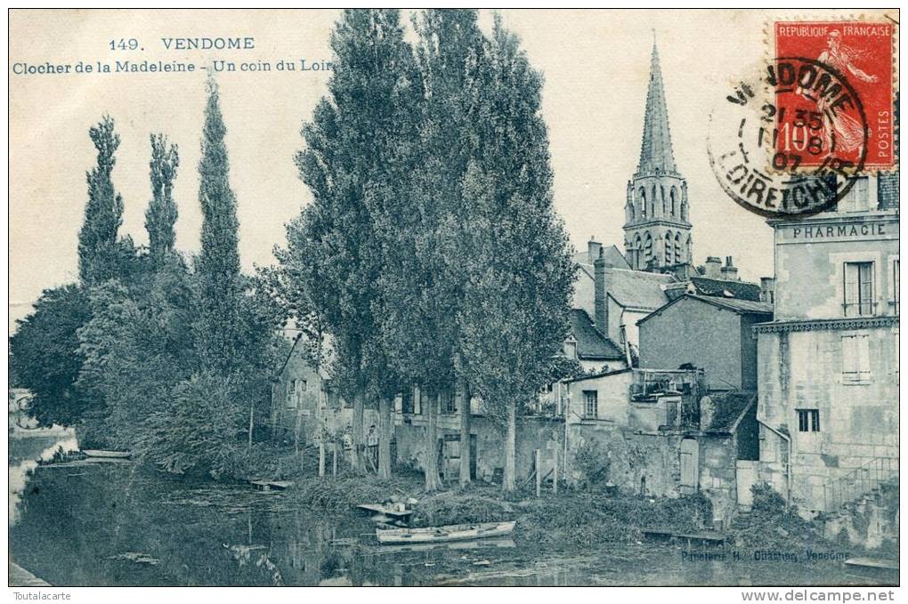 CPA 41 VENDOME CLOCHER DE LA MADELEINE UN COIN DU LOIR 1907 - Vendome