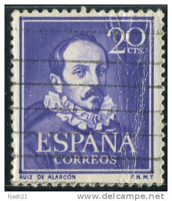 1950 - Europe - Espagne - Juan Ruiz De Alarcon Y Mendoza - 20 Cts Violet - - Scrittori