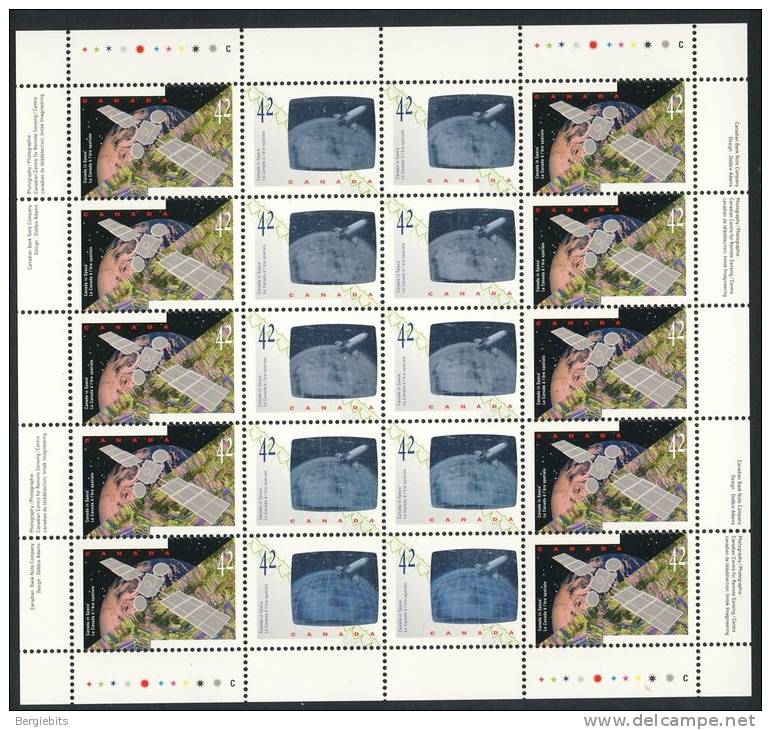 1992 Canada Complete Sheet Of 20 Hologram SPACE Stamps - Blocs-feuillets