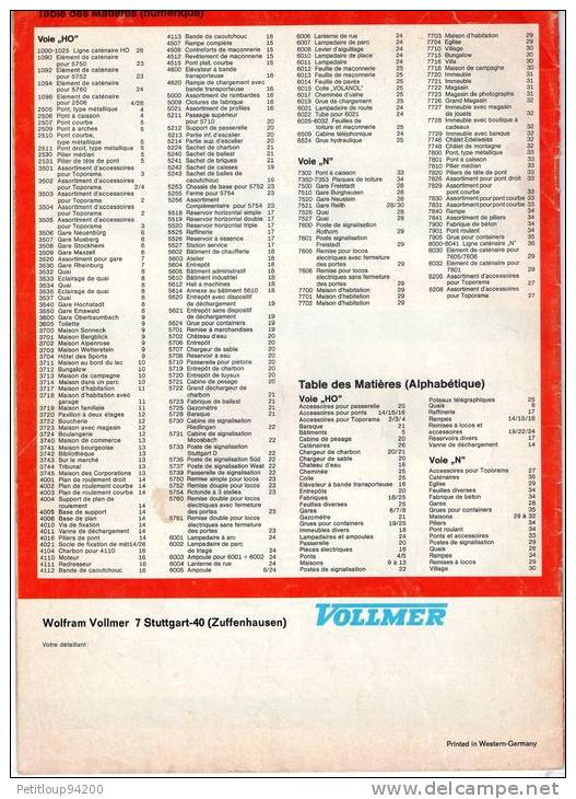 CATALOGUE  ACCESSOIRES  DE CHEMINS DE FER   VOLMER  HO+N  (1973) - Français