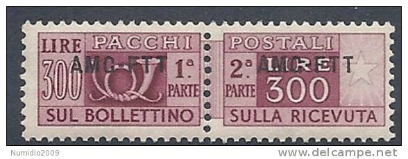 1949-53 TRIESTE A PACCHI POSTALI 300 LIRE 1 RIGA MNH ** - RR9239 - Colis Postaux/concession