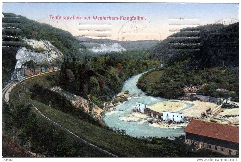 Teufelsgraben Bei WESTERHAM-MANGFALLTAL, Karte Gelaufen Um 1919 - Windischeschenbach