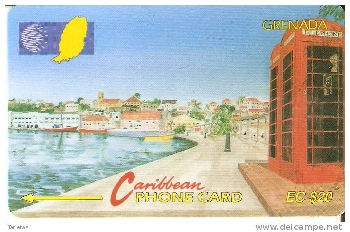 TARJETA DE GRENADA DE PAISAJE COSTERO Y CABINA 105CGRA - Grenada