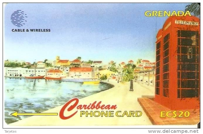 TARJETA DE GRENADA DE PAISAJE COSTERO Y CABINA 287CGRB - Grenada