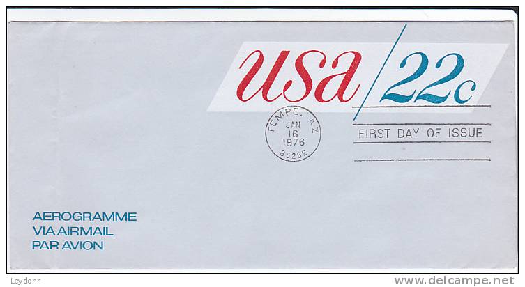 FDC Aerogramme - Wrapper - Scott # UC50 - USA - 1971-1980