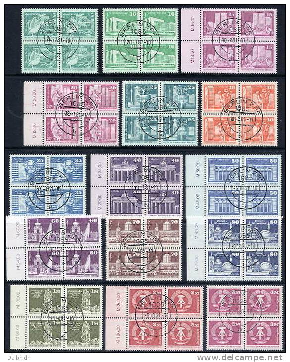 DDR 1980-81 Buildings Definitives Small Format In Used Blocks Of 4. - Oblitérés