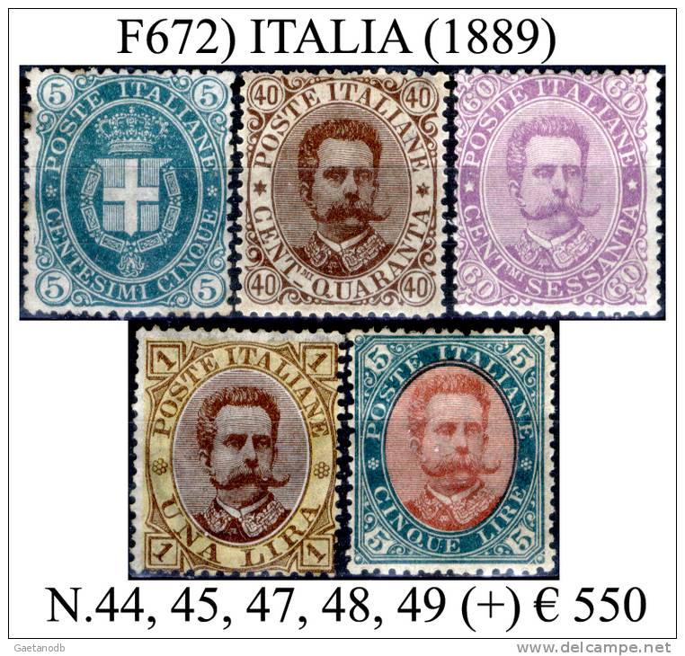 Italia-F00672 - 1889 - Sassone: N.44, 45, 47, 48, 49 (+) MLH - Privi Di Difetti Occulti. - Ongebruikt