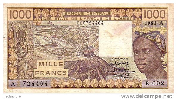 TOGO  1 000 Francs  Non Daté (1981)   Pick 807 Tb  Signature 15     ***** QUALITE  VF ++ ***** - Togo