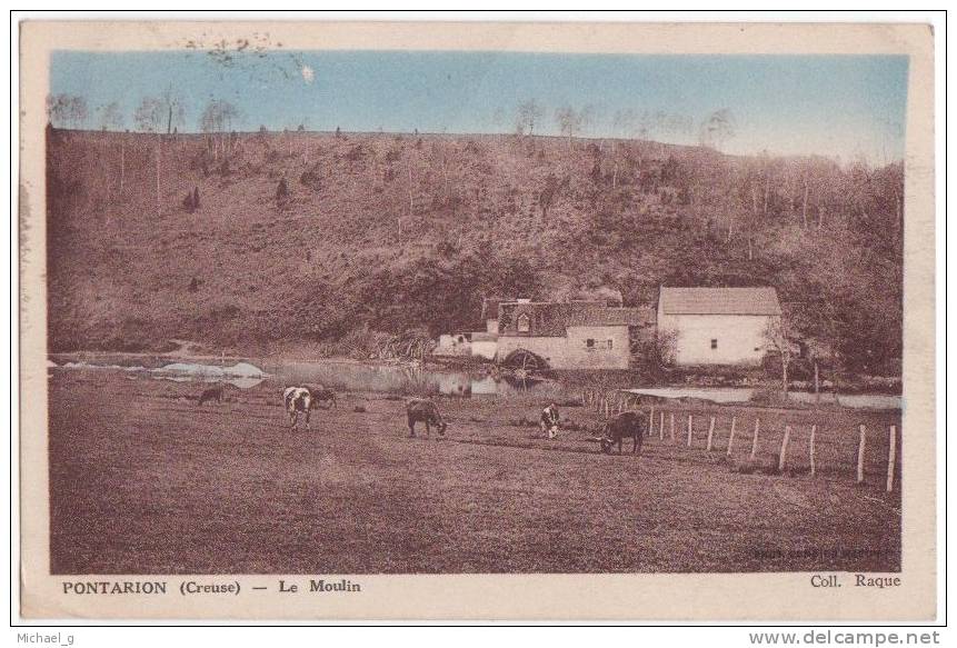 Pontarion (23 Creuse) Le Moulin - Roue à Aubes, Vaches - Pontarion