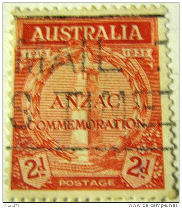 Australia 1935 Anzac Commemoration Cenotaph Whitehall 2d - Used - Oblitérés