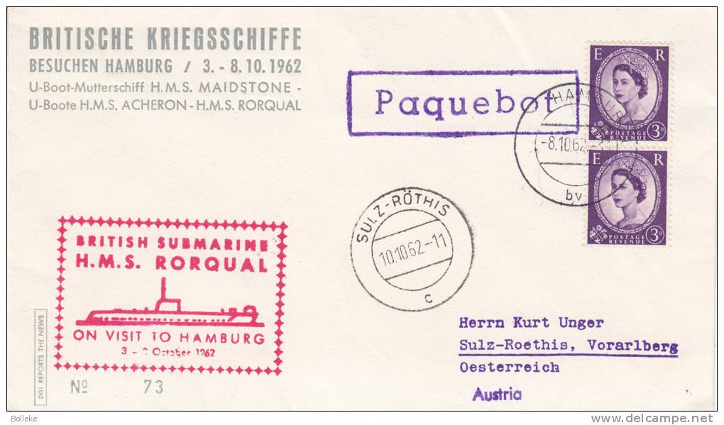 Grande Bretagne - Bateaux - Paquebot - H.M.S. Rorqual - Lettre De 1962 - Covers & Documents