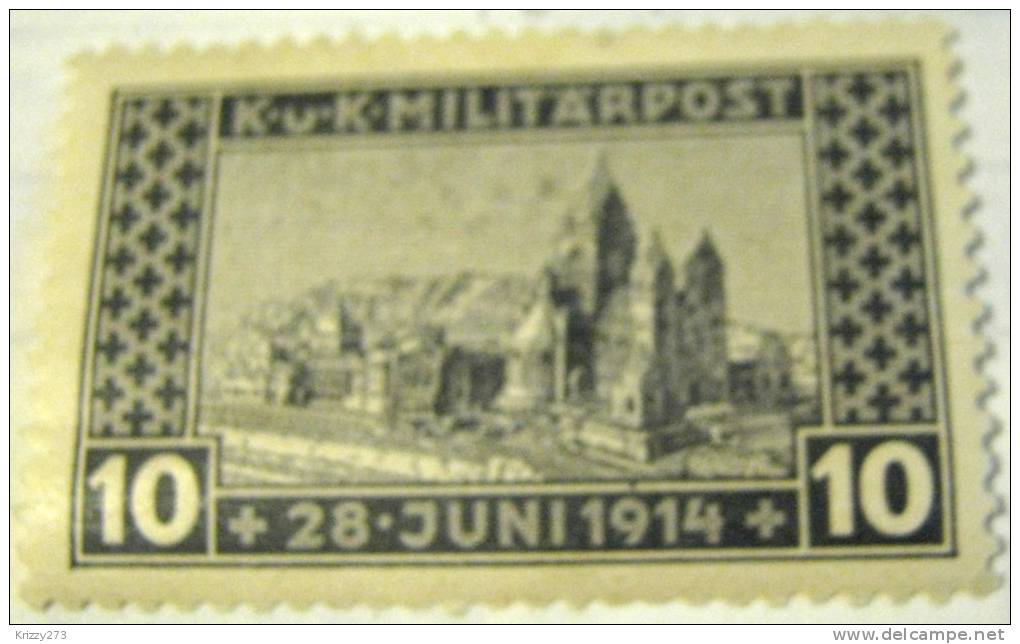 Austria 1917 Military Design Of Memorial Church In Sarajevo Bosnia Feldpost 10h - Unused - Unused Stamps