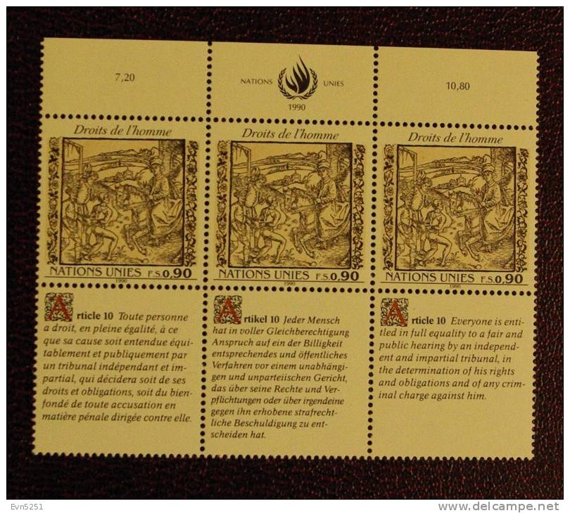 Nations Unies (Genève) : La Déclaration Universelle Des Droits De L'Homme (II) - Unused Stamps