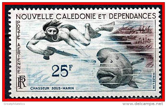 NEW CALEDONIA  1961 UNDERWATER FISHING SC#C31 VF MNH - Ungebraucht