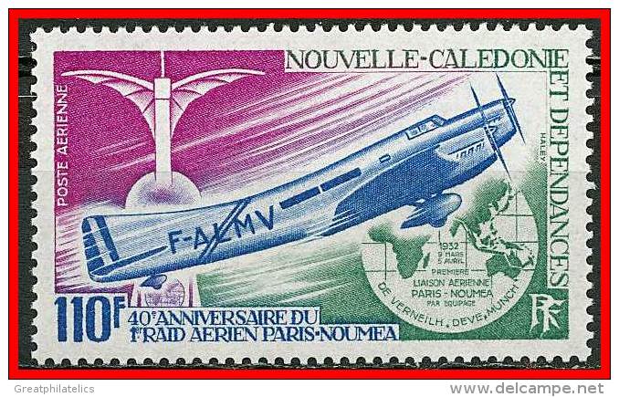 NEW CALEDONIA  1972  FIRST NOUMEA FLIGHT SC#C91 VF MNH CV.$14.00 - Nuovi