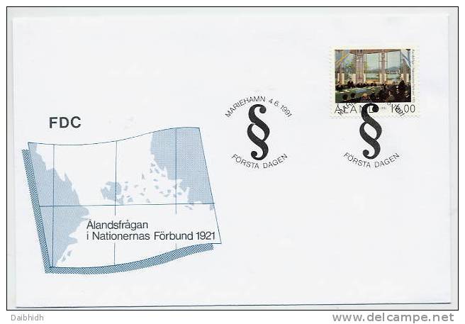 ALAND ISLANDS 1991 70th Anniversary Of Autonomy FDC.  Michel 53 - Aland