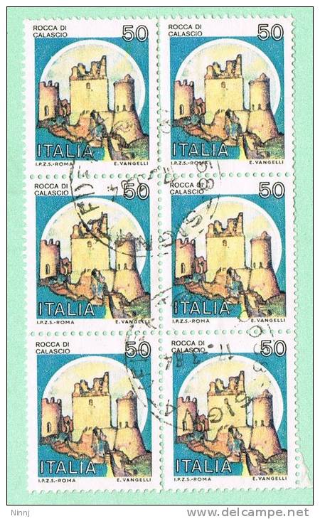 Italia 1980 Blocco In Sestina Castelli D´Italia £.  50  Sass. 1508  Usato Sicuro - Blokken & Velletjes