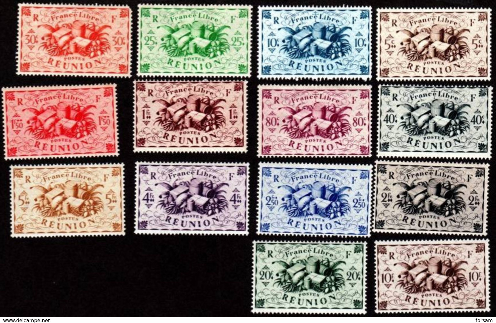 REUNION ISLAND..1943..Michel # 266-279...MLH. - Unused Stamps