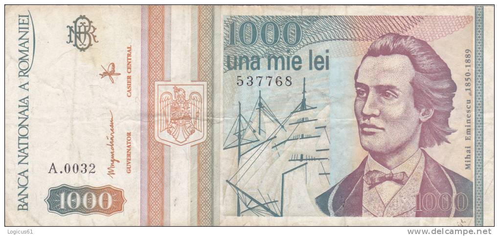 Bancnote 1000 Lei 1993 Used Romania. - Romania