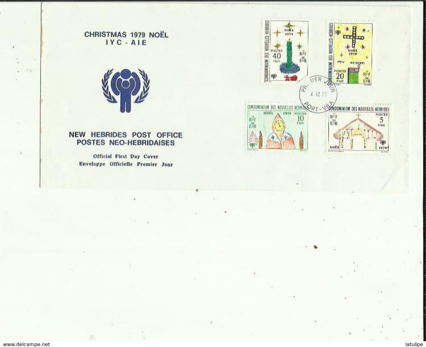 Enveloppe  Timbrée  1er Jour D'Emission  De Christmas Noel 1979 Postes Neo-Hebridaises ( Port-Vila ) - FDC