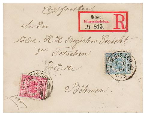 Germany; Registered Cover To Austria 1891 - Briefe U. Dokumente