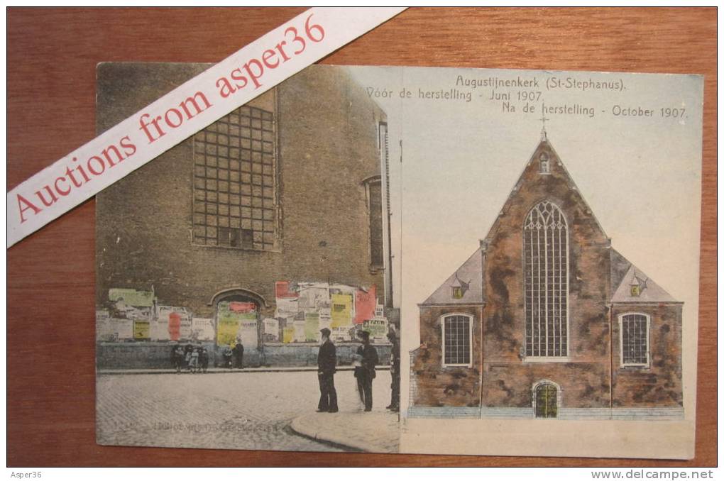 Gent, Augustijnenkerk (St-Stephanus) Voor & Na Herstelling 1907 - Gent