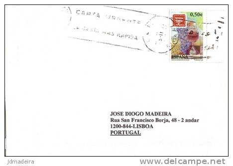 Spain Cover To Portugal With Rioja Wine Stamp - Vinos Y Alcoholes