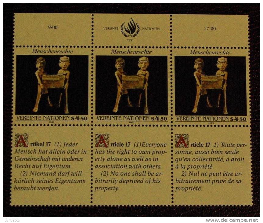 Nations Unies (Vienne) : La Déclaration Universelle Des Droits De L' Homme (III) - Unused Stamps