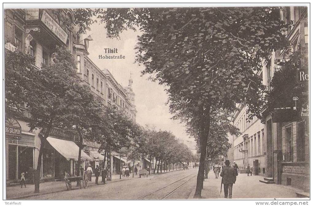 Tilsit Hohe Straße Belebt Sowetsk Judaica Möbel GEORG SALOMON ARON SCHUH.. Jewish Pedlar Feldpost 3.5.1915 - Ostpreussen