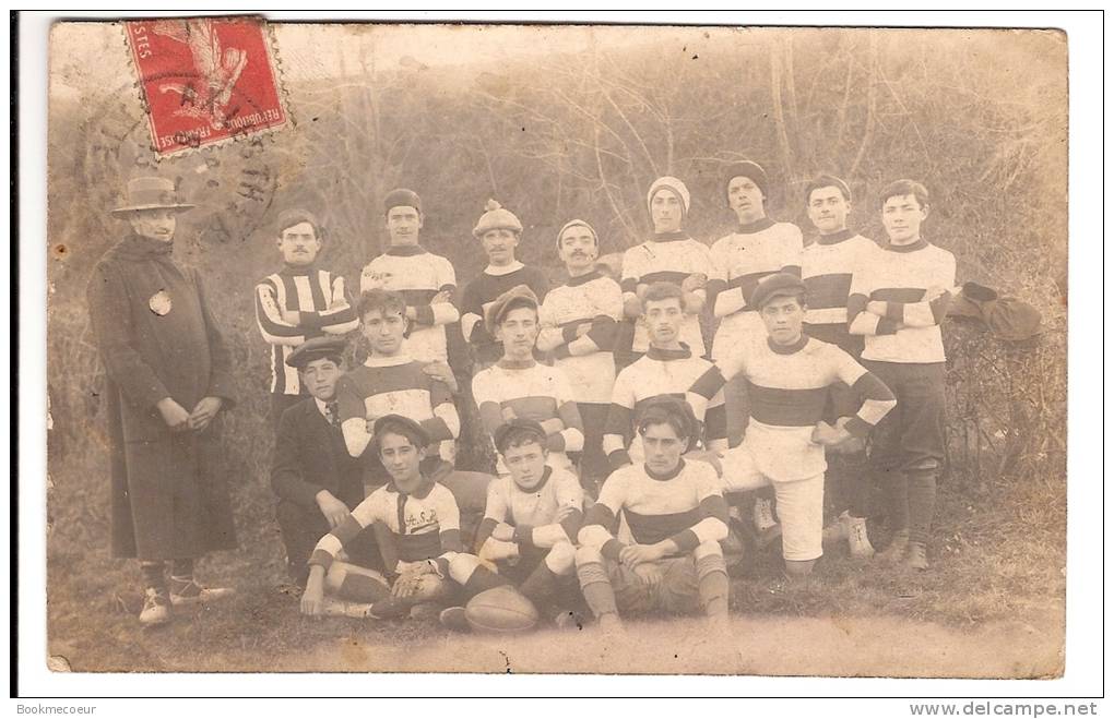 CLUB DE RUGBY  DE AX  LES THERMES  1913 ECRITE PAR Y. MORERE CHEZ MARTY A AX   A LENJEAN  DE TOULOUSE - Rugby