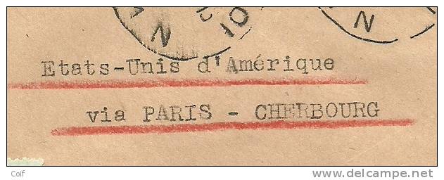 320+337+415 Op Brief Met Stempel CHARLEROI, Naar U.S.A. , Vermeld: Etats-Unis D'Amerique Via Paris-Cherbourg !!!!!! - 1932 Cérès Et Mercure