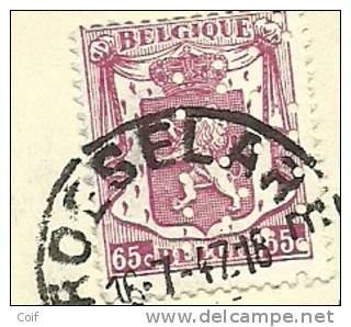 711 Op Kaart Met Firmaperforatie (perfin) Van "Chemico-Pharma" Te ROESELARE - 1934-51