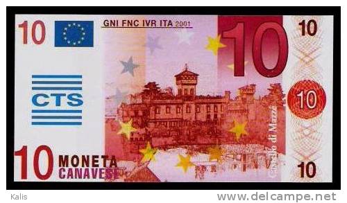 Test Note "CTS" Testnote, 10 EURO, Typ B = Large CAVANESE, Beids. Druck, RRR, UNC - Otros & Sin Clasificación