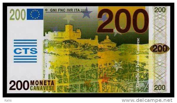 Test Note "CTS" Testnote, 200 EURO, Typ B = Large CAVANESE, Beids. Druck, RRR, UNC - Other & Unclassified