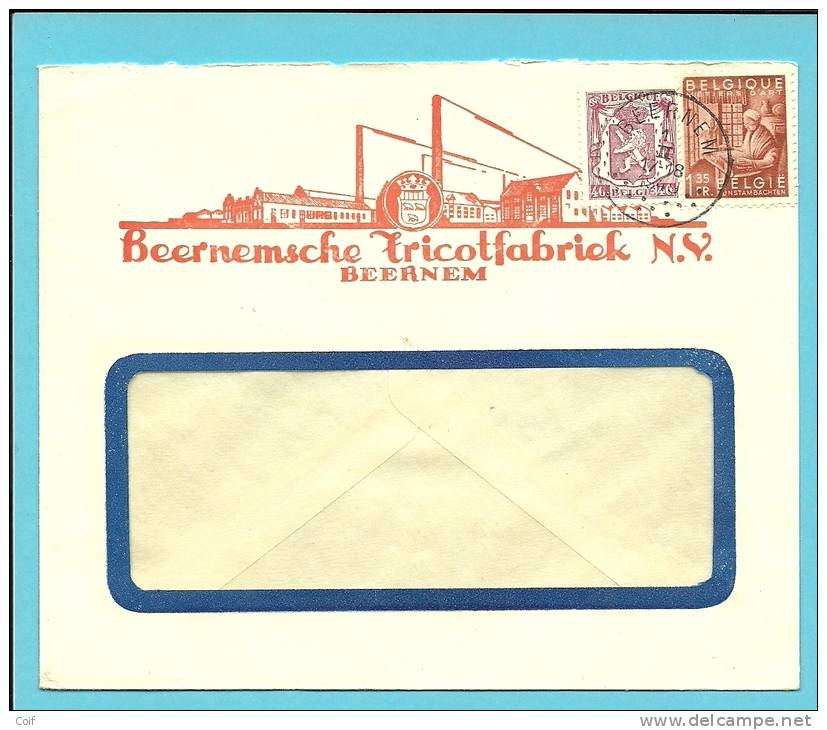 479+762 Op Brief Met Stempel BEERNEM Met Hoofding " BEERNEMSCHE TRICOTFABRIEK " (VK ) - 1948 Exportación