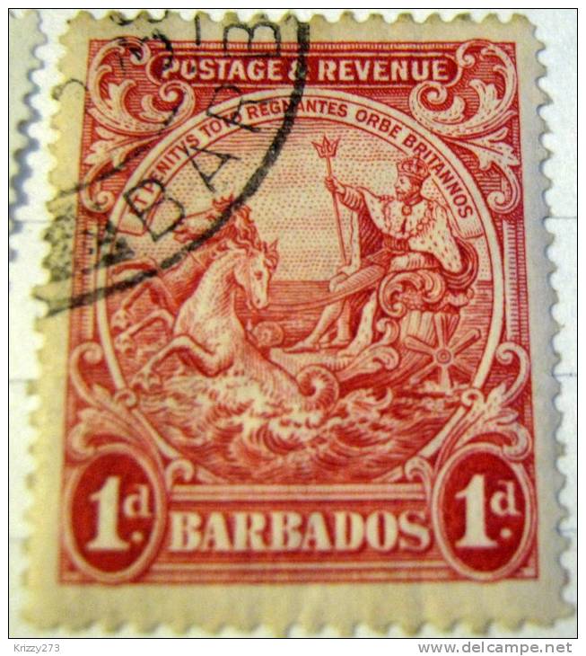 Barbados 1925 Seal Of The Colony 1d - Used - Barbades (...-1966)