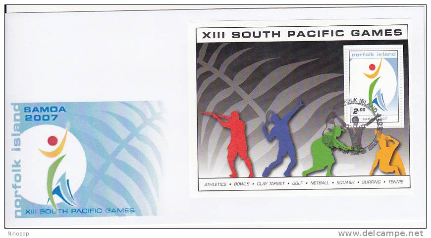 Norfolk Island-2007  XIII South Pacific Games  Souvenir Sheet FDC - Norfolk Island