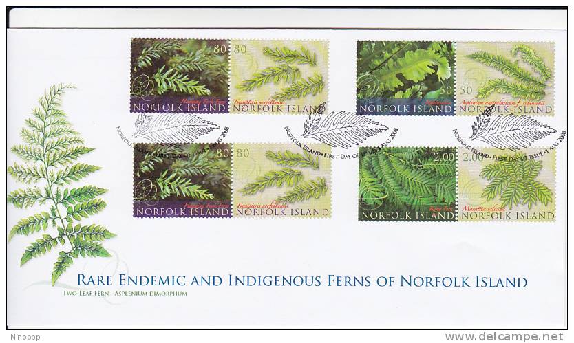 Norfolk Island-2008 Endemic Ferns FDC - Norfolk Island