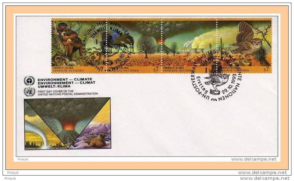 ONU 1993 (New-york, + Genève + Vienne) : 3 FDC En Relief " Environnement-climat " + Prix Dégressif. - Milieubescherming & Klimaat