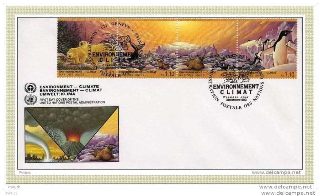 ONU 1993 (New-york, + Genève + Vienne) : 3 FDC En Relief " Environnement-climat " + Prix Dégressif. - Protección Del Medio Ambiente Y Del Clima