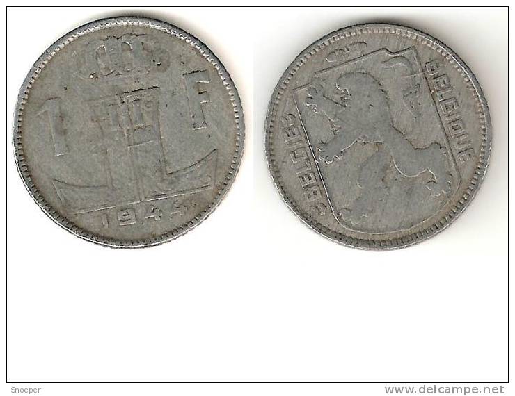 Belguim 1 Frank  1944 Dutch Vf - 1 Franc