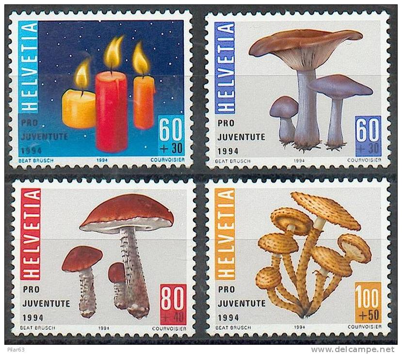 SUISSE 1994 PRO JUVENTUS - YT 1464/67 ** MNH - CHAMPIGNONS Et BOUGIES - Affaire !!! - Unused Stamps