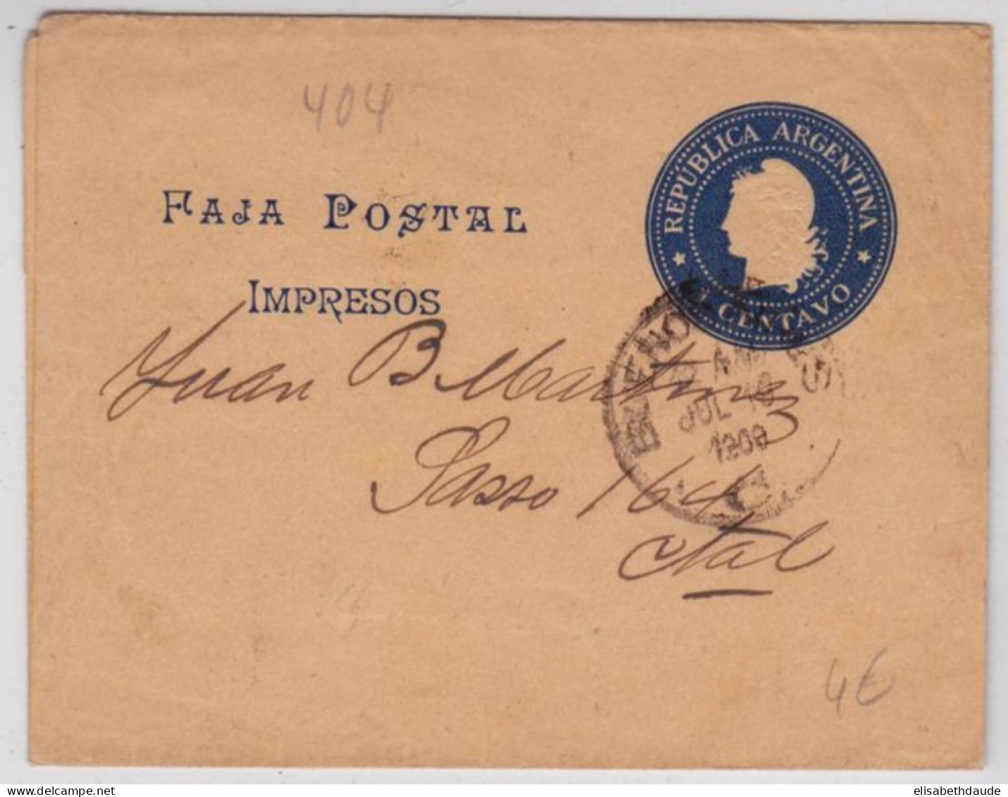 ARGENTINA - 1900 - BANDE JOURNAL ENTIER POSTAL De BUENOS AIRES - Postal Stationery