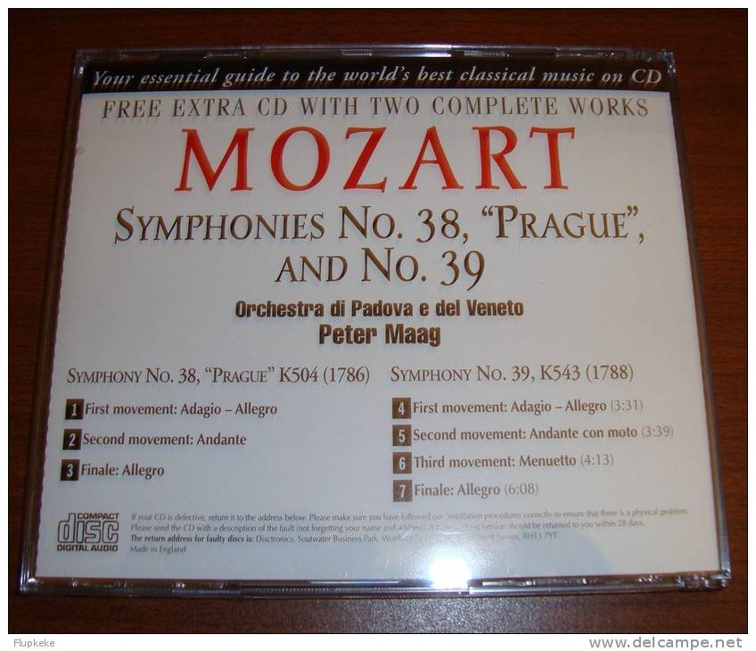 Cd Classic Cd Volume 91b Wolfgang Amadeus Mozart Symphony No 38 + 39 - Classique