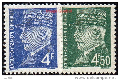 France Maréchal Pétain N°  521 A Et  521 B ** Au Type Hourriez 2 Valeurs - 1941-42 Pétain