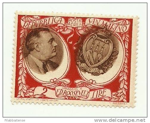 1947 - San Marino PA 62 Presidente F.D. Roosevelt V136 - Centro Spostato, - Errors, Freaks & Oddities (EFO)